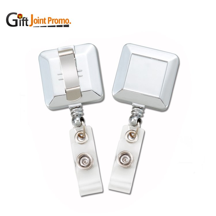 Custom Logo Square Shape Retractable Reel Badge Holder
