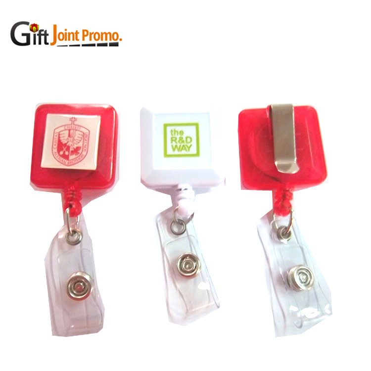 Custom Logo Square Shape Retractable Reel Badge Holder