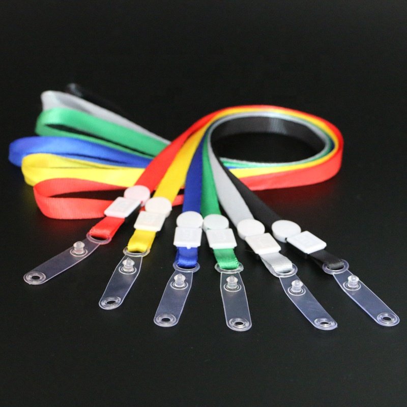 Wholesale factory 1cm polyester with pvc clip lanyard for id card badge holder