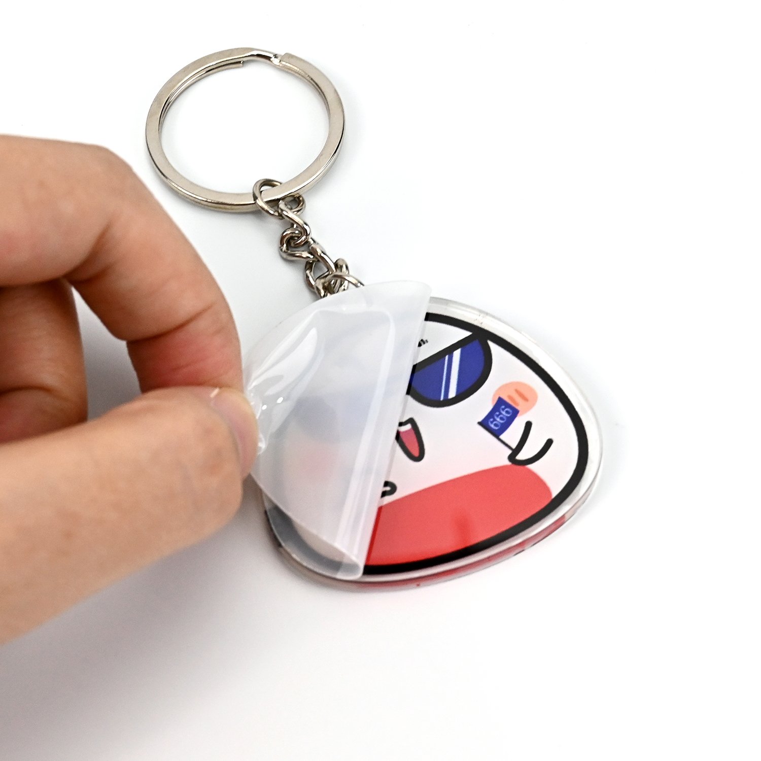 Custom cartoon anime acrylic keychain printed plastic transparent transparent hologram charm with your design key hanger