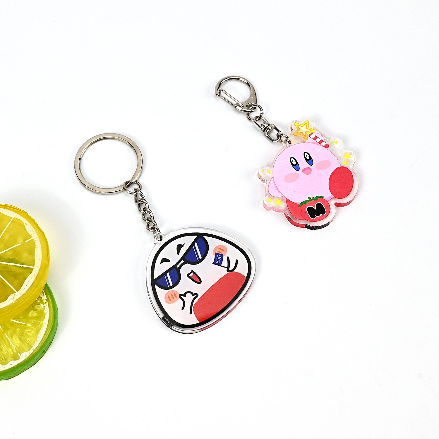 Custom cartoon anime acrylic keychain printed plastic transparent transparent hologram charm with your design key hanger
