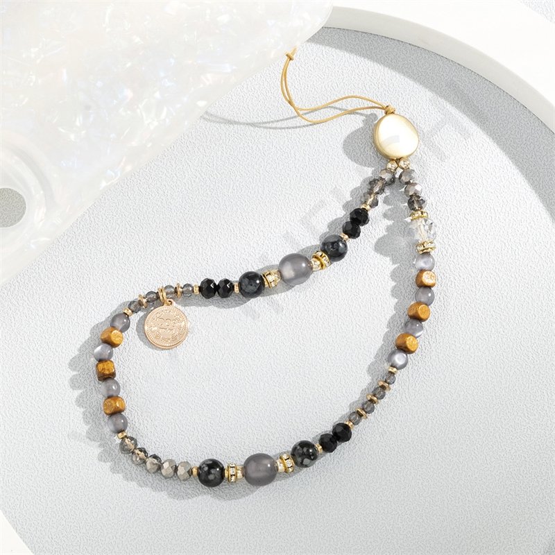 Wholesale Bohemian Colorful Mobile Phone Charm Chain Short Wristlet Crystal Beaded Bracelet Cellphone Lanyard
