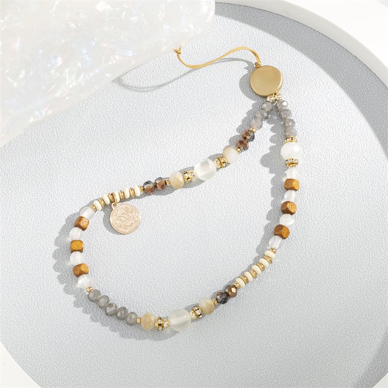 Wholesale Bohemian Colorful Mobile Phone Charm Chain Short Wristlet Crystal Beaded Bracelet Cellphone Lanyard