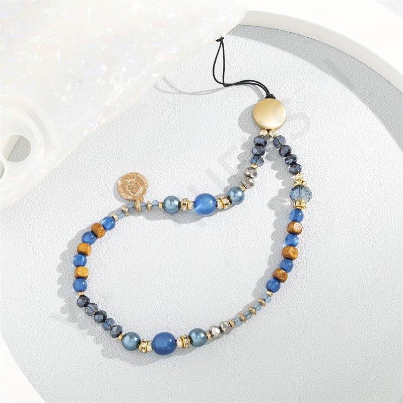 Wholesale Bohemian Colorful Mobile Phone Charm Chain Short Wristlet Crystal Beaded Bracelet Cellphone Lanyard