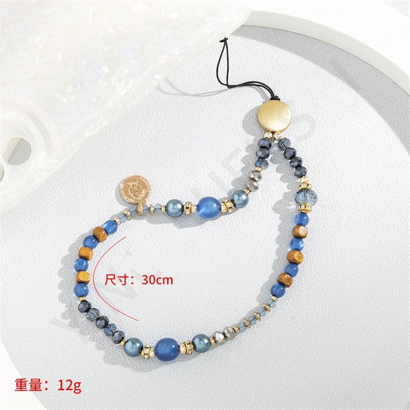 Wholesale Bohemian Colorful Mobile Phone Charm Chain Short Wristlet Crystal Beaded Bracelet Cellphone Lanyard