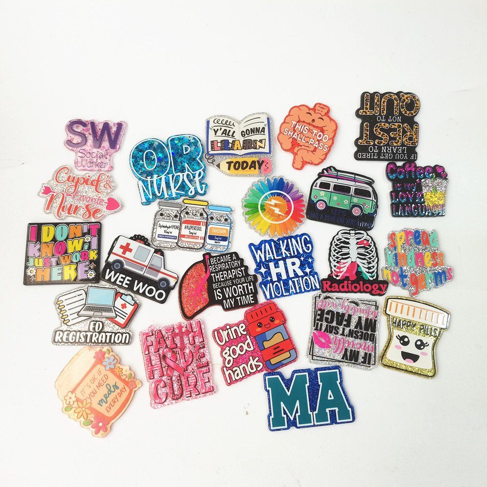 Flatback acrylic Wholesale Custom Nurse Scrub Life Badge Reel Student Nurse Acrylic no Badge Holder