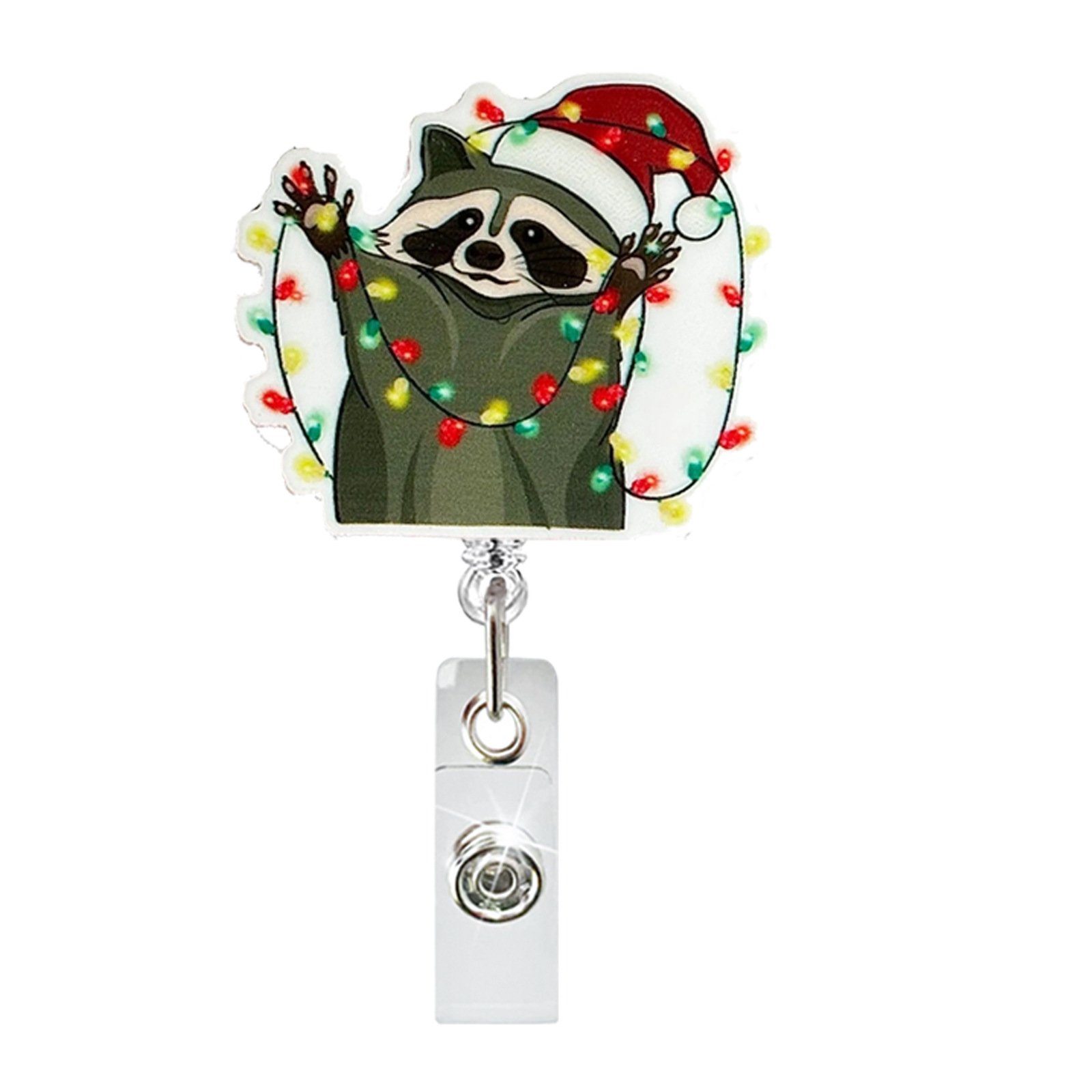 2024 Retractable Badge Reel Holder With Alligator Clip Christmas Acrylic Glitter Badge Reel ID Nurse Name Badge Holder