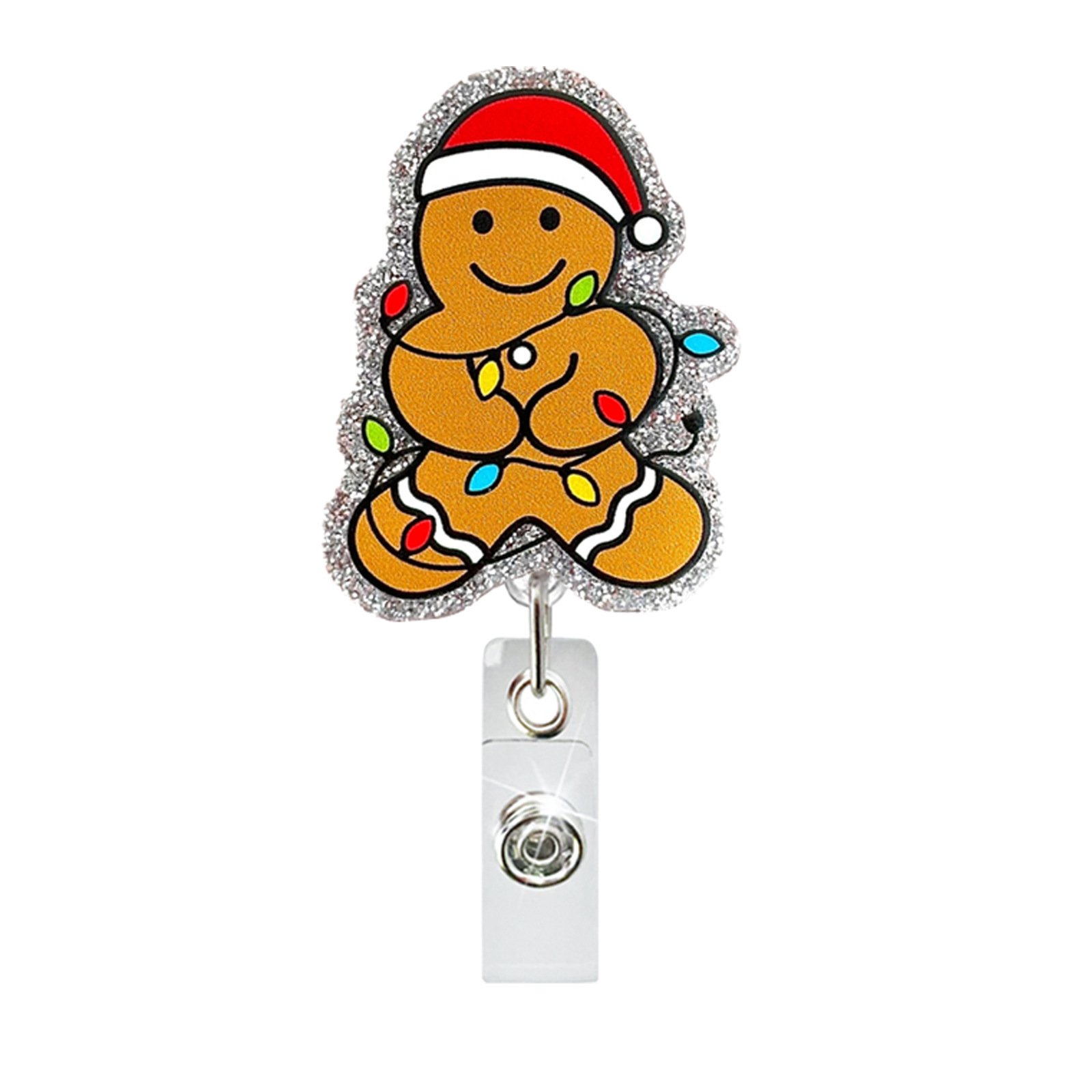 2024 Retractable Badge Reel Holder With Alligator Clip Christmas Acrylic Glitter Badge Reel ID Nurse Name Badge Holder