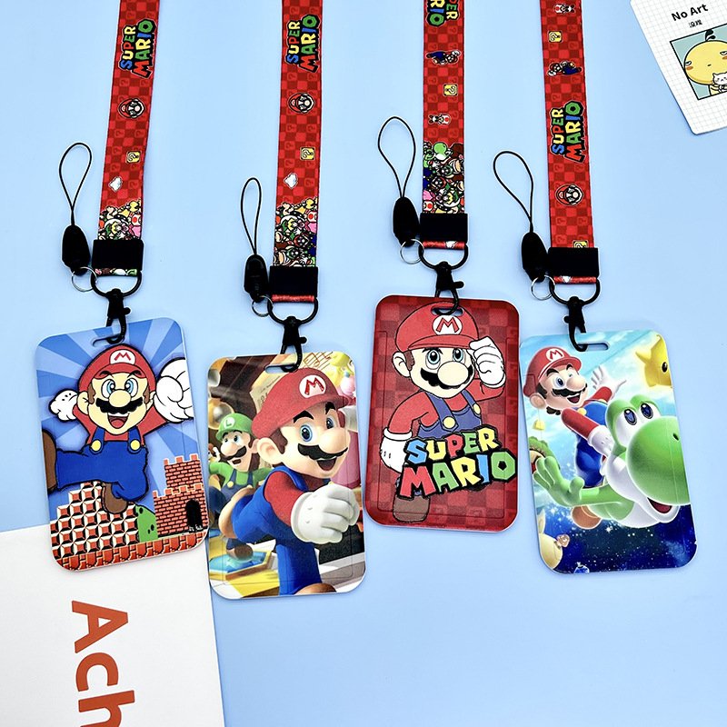 Portable Neck Phone Polyester Lanyard Card Case Gift Cute Cartoon Super Cool Lanyards Anti-Lost Name Badge Bus ID Card Holder