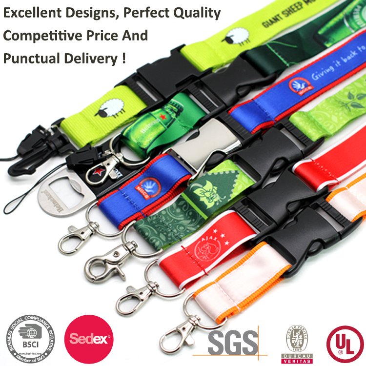 Custom Double Side Printed Neck Strap Blank Flat Polyester Para Sublimation Retractable Id Badge Reels Lanyard No Minimum Order