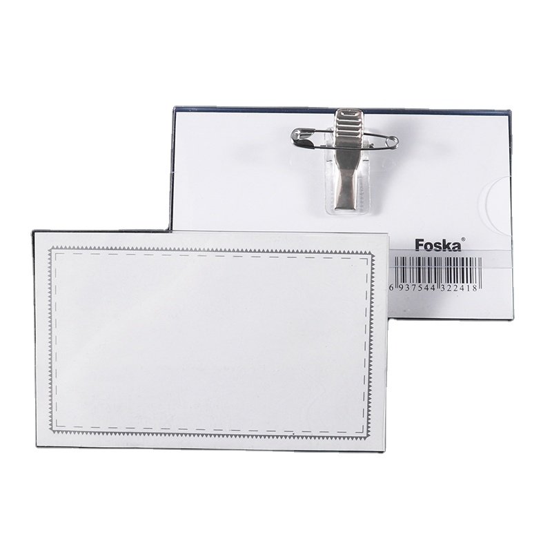 Foska Hot Sale Hard plastic PVC Name Badge Holder with Clips Employee ID Card Holder