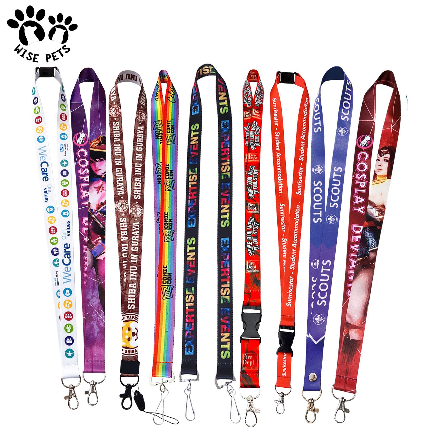 Custom LOGO Print Nylon Neck Strap Sling ID Badge Reel Keychain Holder Lanyards Breakaway Name Card Polyester Lanyard For Events