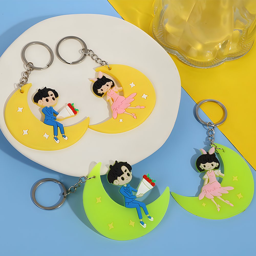 Wholesale custom 2d soft rubber key chain silicone keyring plastic pvc key holder chain personalised logo fashion cute pendant