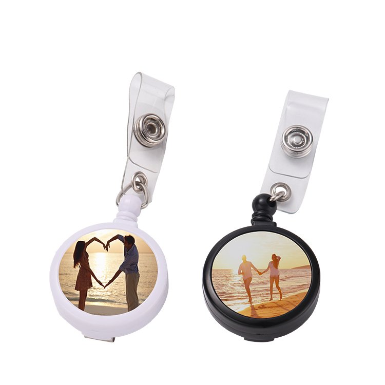hot sale retractable ID card badge holder sublimation custom photo badge reel blank nurse badge