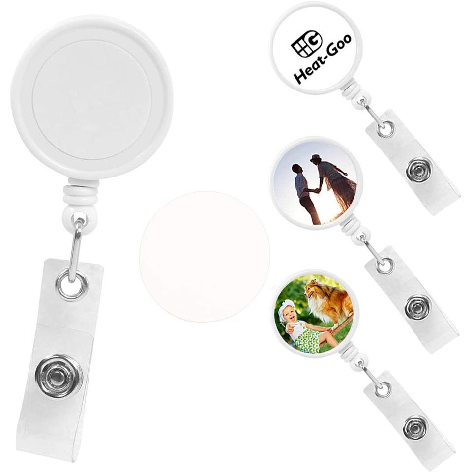 hot sale retractable ID card badge holder sublimation custom photo badge reel blank nurse badge