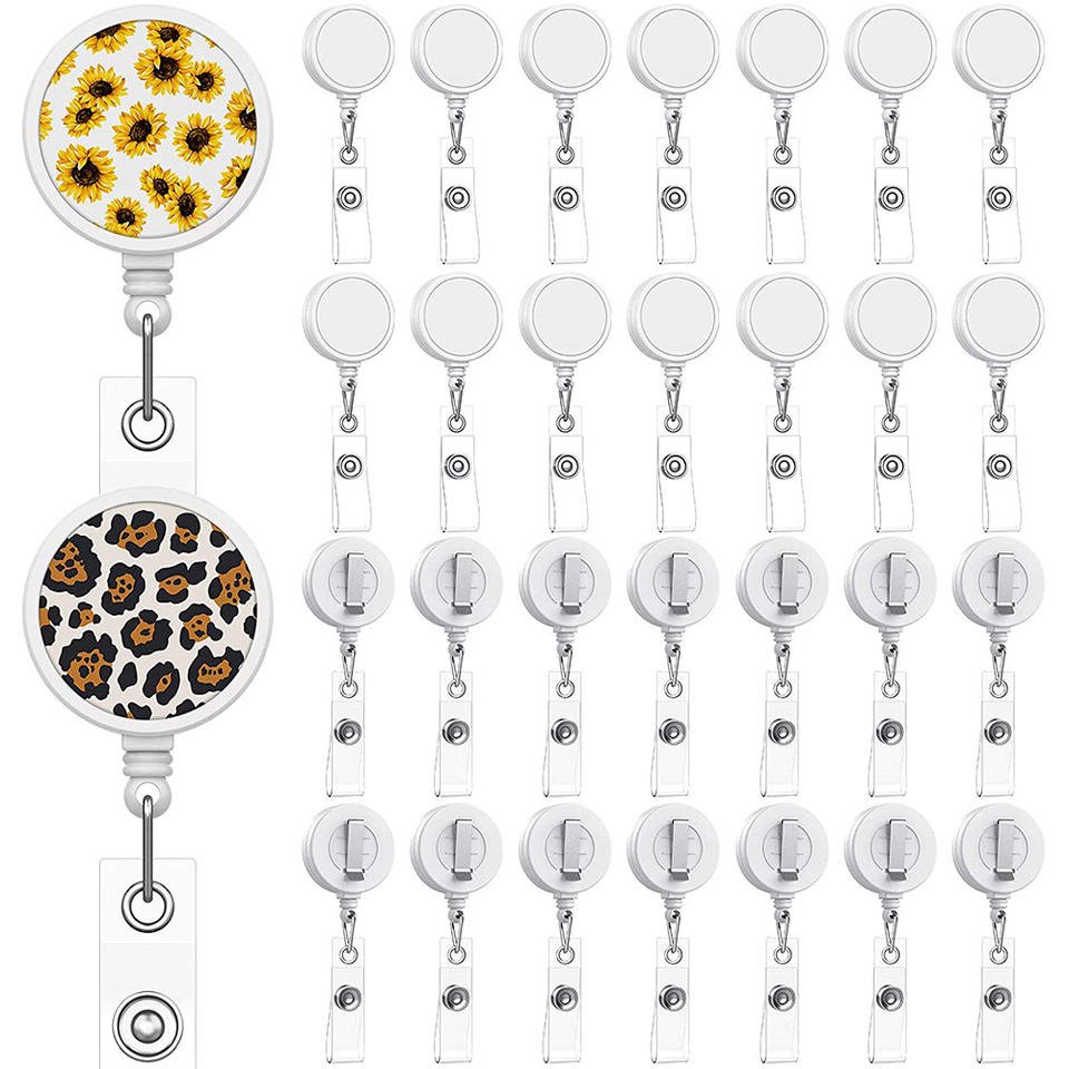 hot sale retractable ID card badge holder sublimation custom photo badge reel blank nurse badge
