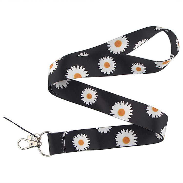 Custom printed sublimation neck strap car daisy sunflower flower painting lanyards with id card badge holder
