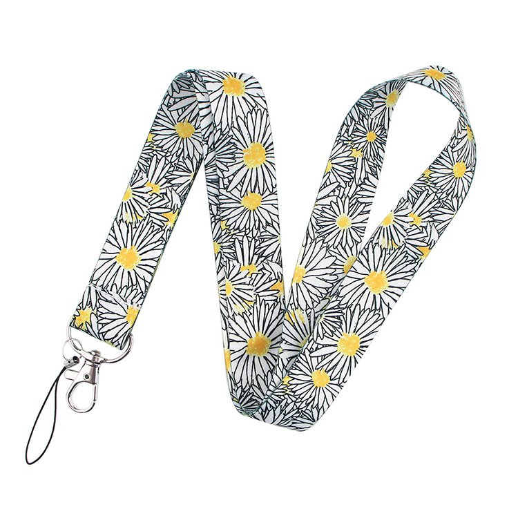 Custom printed sublimation neck strap car daisy sunflower flower painting lanyards with id card badge holder