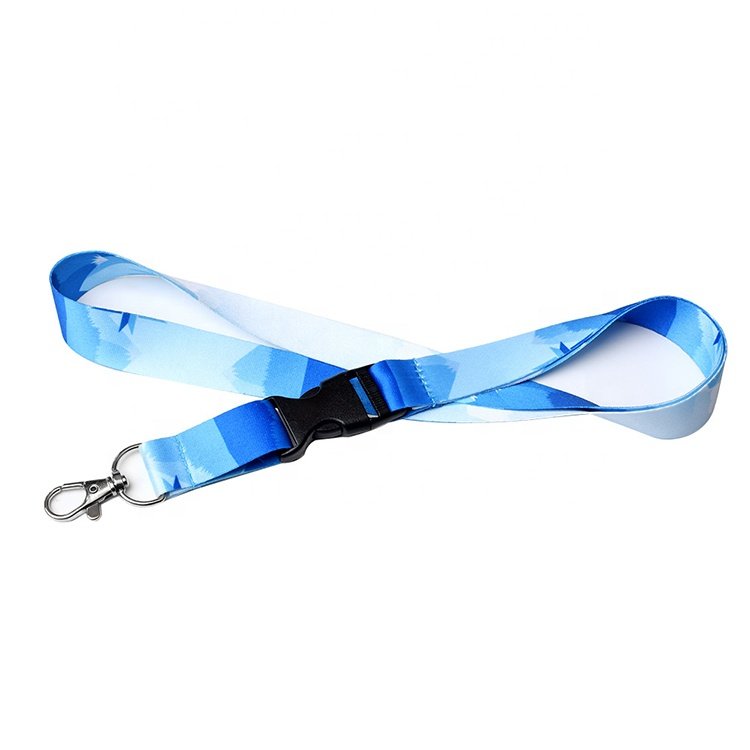 Custom Color Thermal Printed Heat Transfer Logo Polyester ID Badge Lanyard with Metal Swivel Hook and Plastic Detachable Buckle