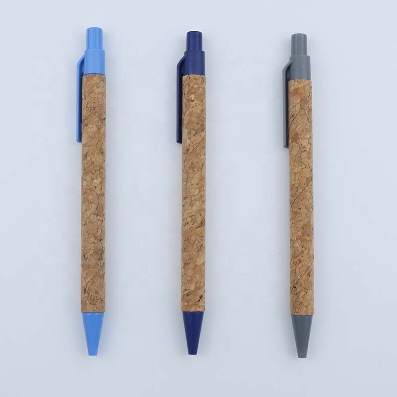 Wheat Straw Ball Pen Biodegradable Cork Pen Eco Friendly Recycle Plastic Customized Logo Black Sports Ningbo Ballpoint Pen 1.0mm