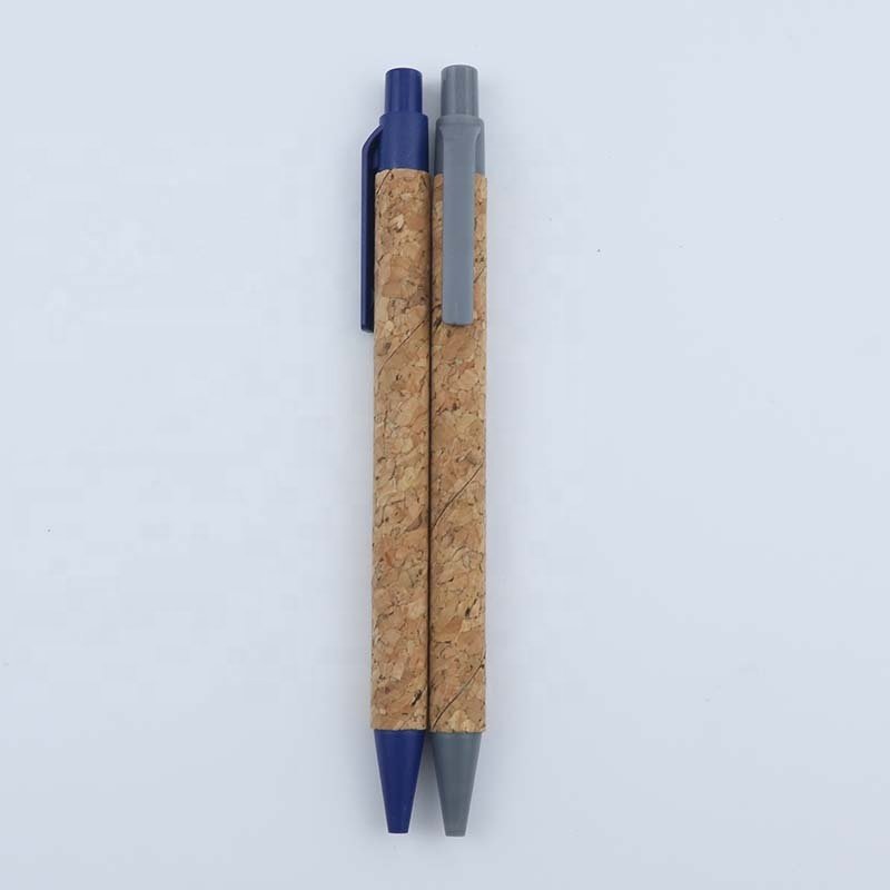 Wheat Straw Ball Pen Biodegradable Cork Pen Eco Friendly Recycle Plastic Customized Logo Black Sports Ningbo Ballpoint Pen 1.0mm