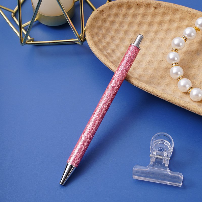 Colorful Bling Retractable Ballpoint Pen Glitter Wrap Resin Epoxy Custom Logo Metal Ink Pencil Perfect Wedding Gift