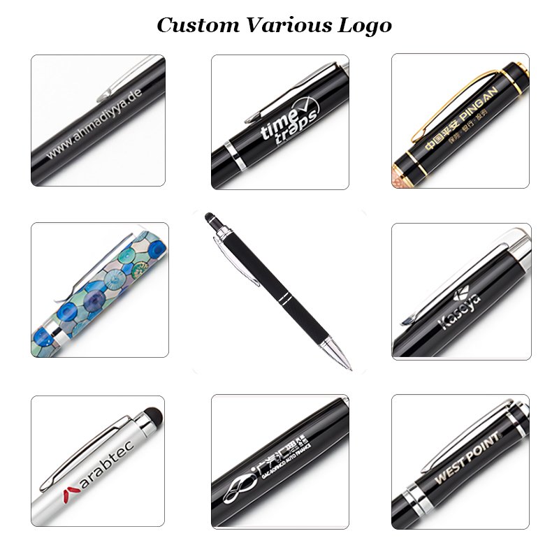 Promotional Customized Multi-Colored Metal Cheap Price Ballpoint Pen Retractable Aluminum Touch Stylus Logo Print Pen for Gifts
