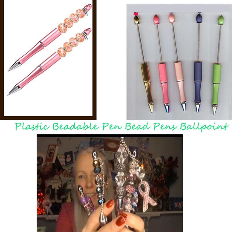 Promotional Ballpoint Pen Stationery Gift Black Ink Plastic Bead Stylish Pens School Supplies Beads Ball Pen