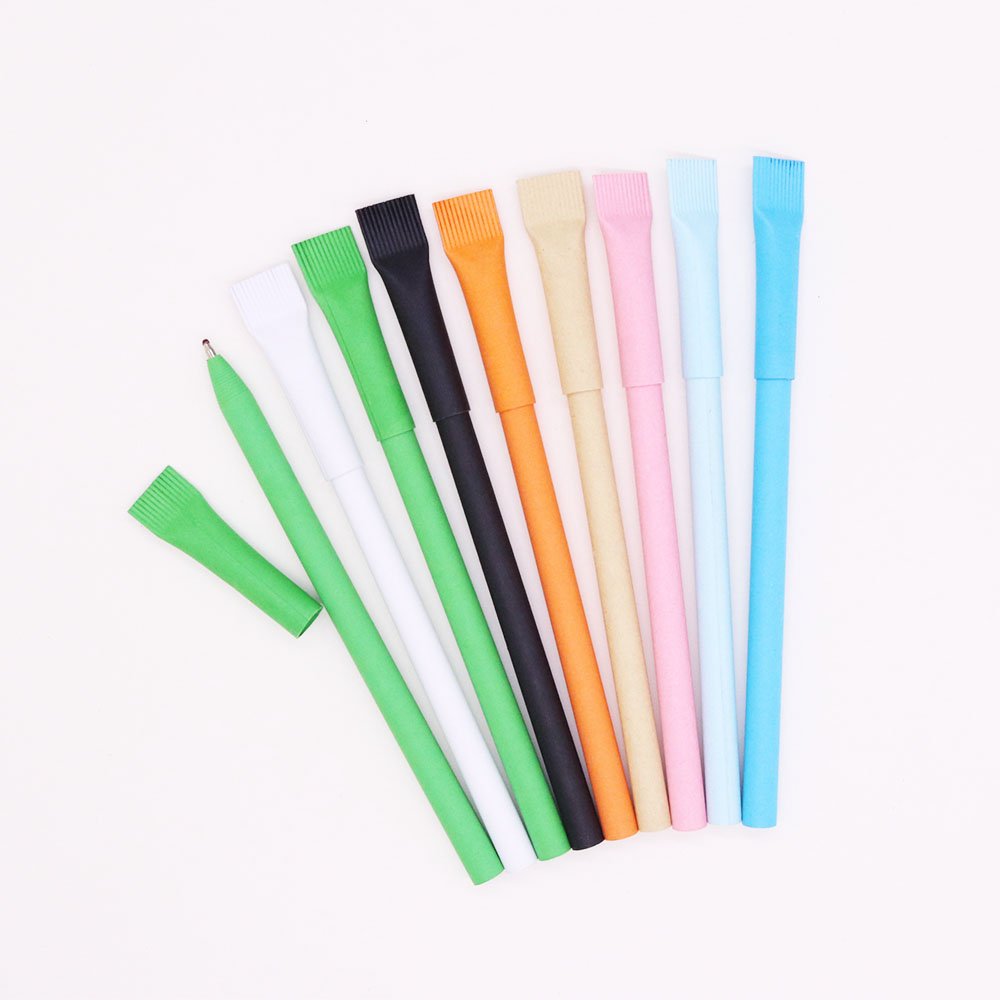 Popular toothpaste shape advertising ball pen eco-friendly kraft paper pen straw wheat recycled pen