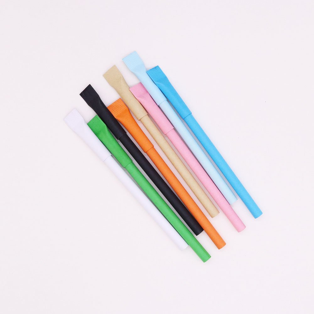 Popular toothpaste shape advertising ball pen eco-friendly kraft paper pen straw wheat recycled pen