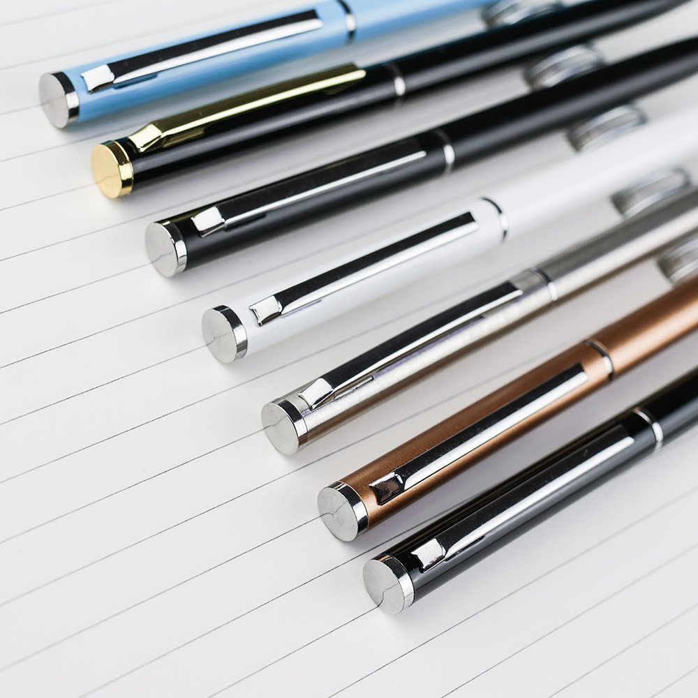 Factory best quality wholesale cheaper metal slim ballpoint pens writing small pen custom logo