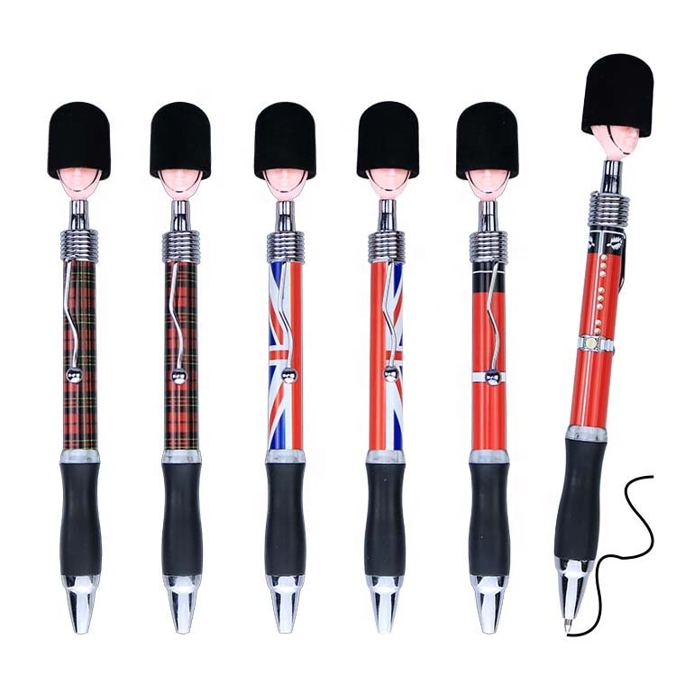 Wholesale custom logo metal soldier head souvenir 3d Kawaii ball pen Ballpoint pen