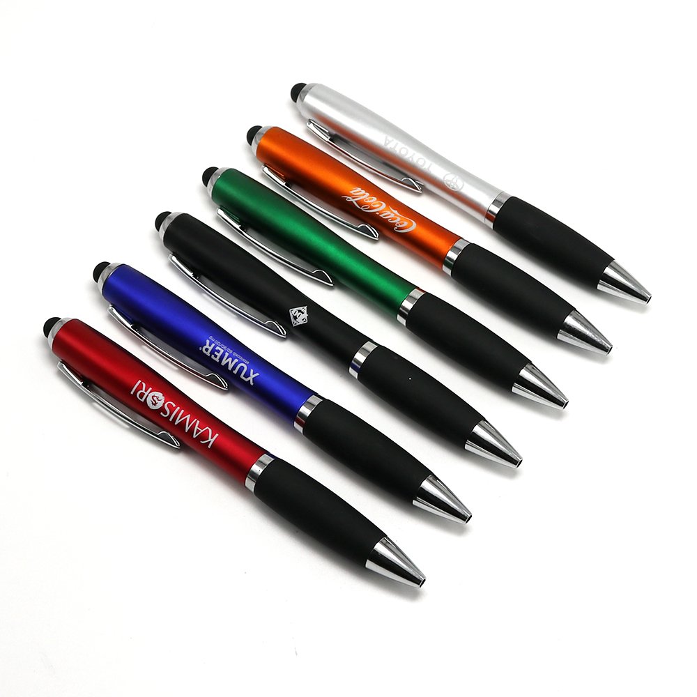 Wholesale Cheap Led Light Up Pen With Stylus Custom Printing Laser Logo Plastic Ballpoint Ball Ink