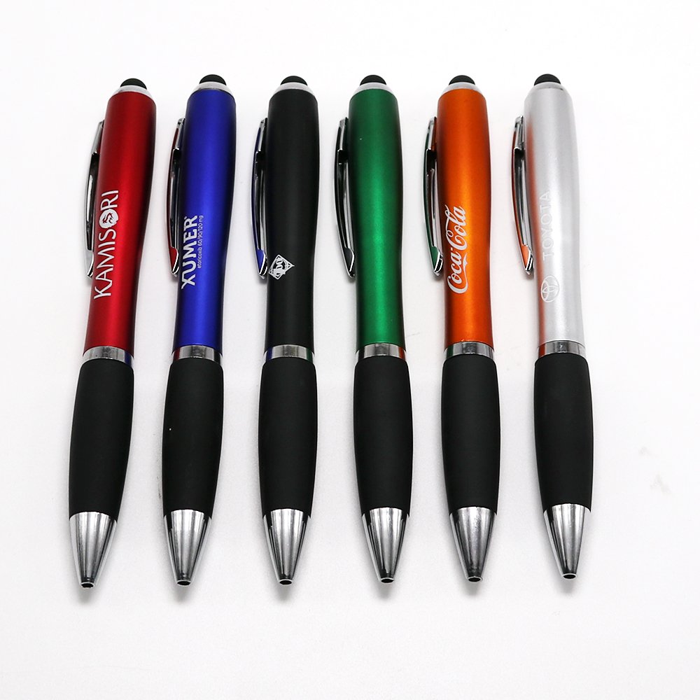 Wholesale Cheap Led Light Up Pen With Stylus Custom Printing Laser Logo Plastic Ballpoint Ball Ink