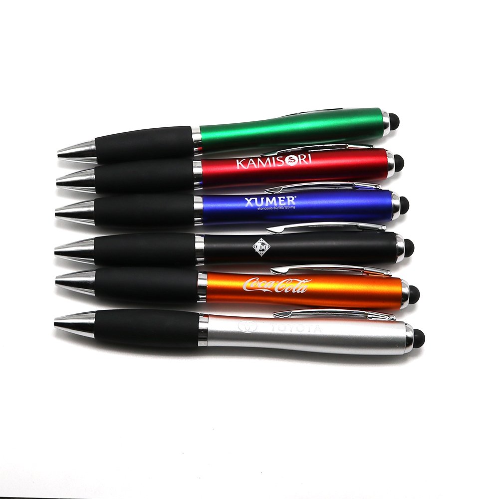 Wholesale Cheap Led Light Up Pen With Stylus Custom Printing Laser Logo Plastic Ballpoint Ball Ink