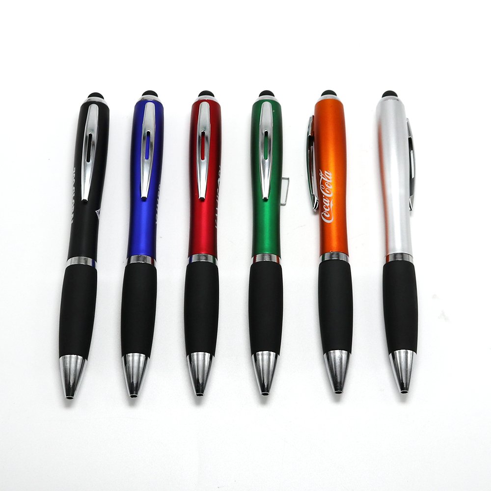 Wholesale Cheap Led Light Up Pen With Stylus Custom Printing Laser Logo Plastic Ballpoint Ball Ink