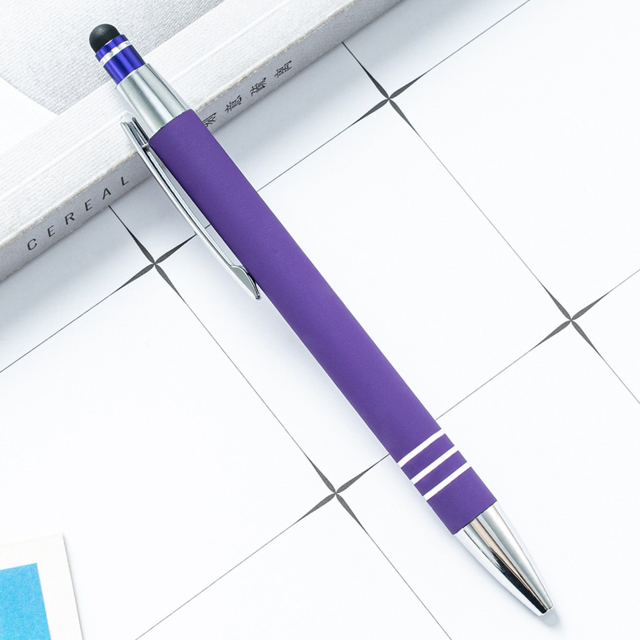 Aluminum rod press ball-point pen capacitive touch spray glue gift printing logo advertising pen