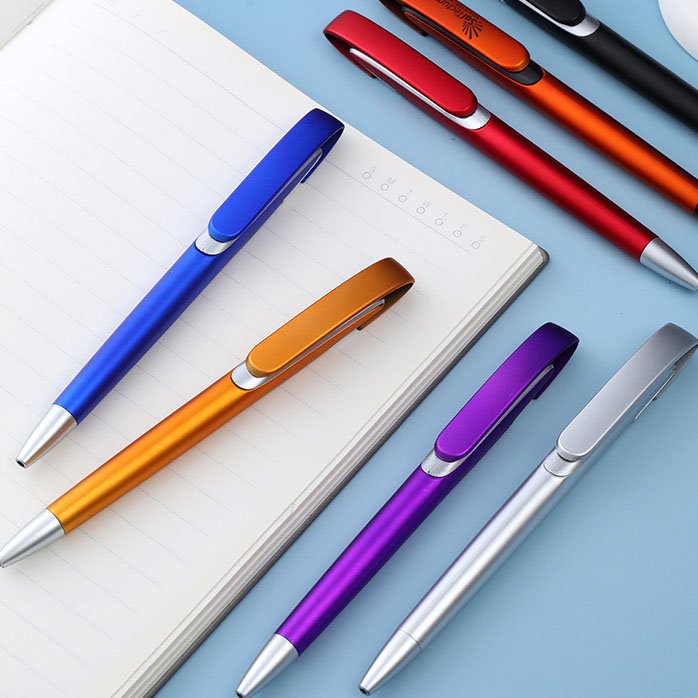 Promotion Cheap Plastic Advertising Ballpoint Pen Multi-Color Wholesale 1.0MM Black Ink Blue Ink Ballpoint Pen Custom Logo
