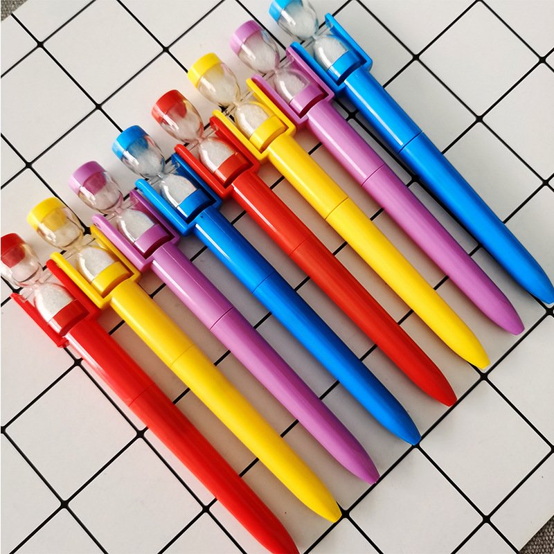 Korean Japan hot creative quicksand timing hourglass bottle top deco plastic ballpoint pen creative gift pen for kids