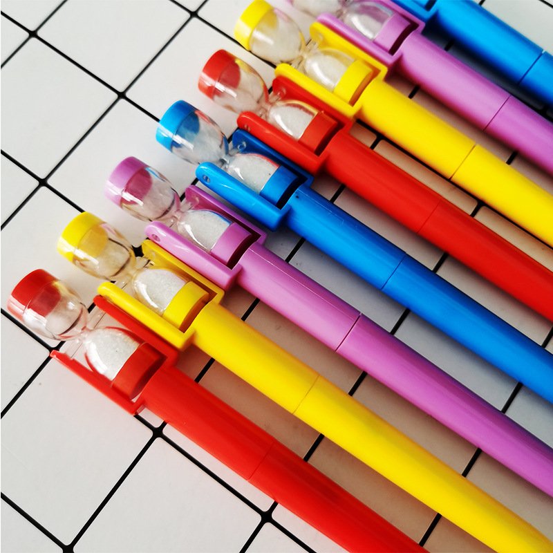 Korean Japan hot creative quicksand timing hourglass bottle top deco plastic ballpoint pen creative gift pen for kids