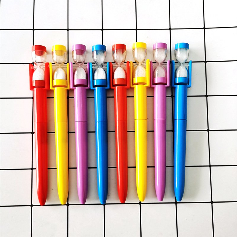 Korean Japan hot creative quicksand timing hourglass bottle top deco plastic ballpoint pen creative gift pen for kids