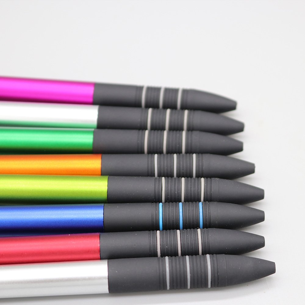 promotional custom logo soft grip multi 3 colors black blue red plastic ballpoint pens with stylus
