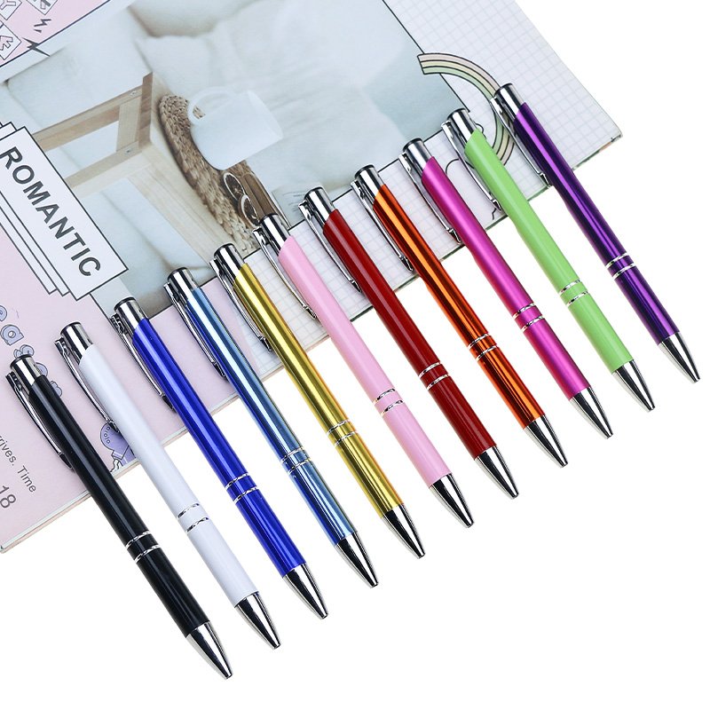 BECOL Hot Selling Advertising Ballpoint Pen Multi Color Click Business Pen Metal Aluminum Ball Pen with Custom Logo for Office