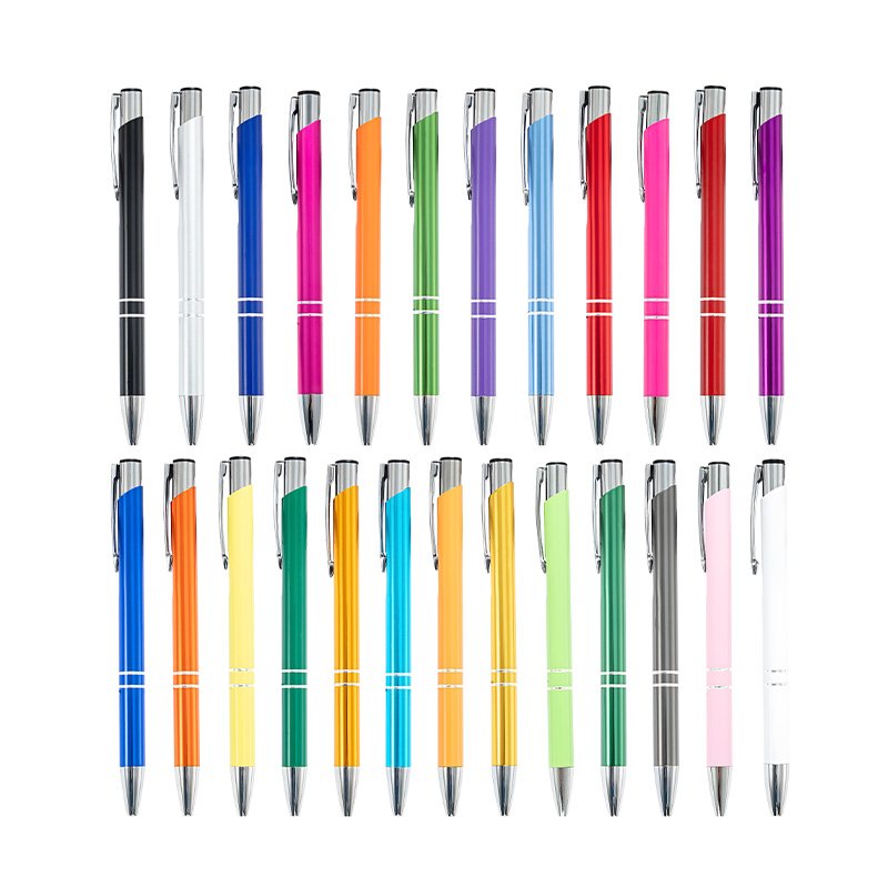 BECOL Hot Selling Advertising Ballpoint Pen Multi Color Click Business Pen Metal Aluminum Ball Pen with Custom Logo for Office