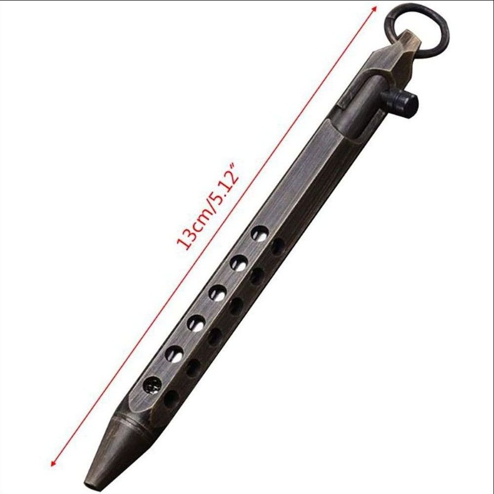 High End Hexagonal Bolt Action Trigger Switch Pen Metal Self-defense Supplies Brass Tactical Tool Portable EDC Pen with keyring