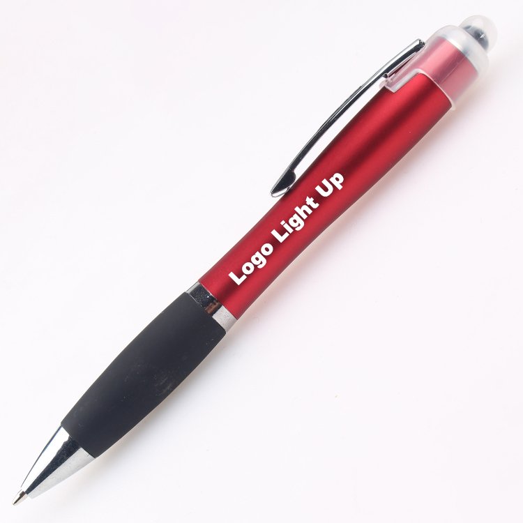 classic customized led laser logo light up pen 3 in 1 stylus pens with rubber grip laser engraved custom logo ballpoint pen