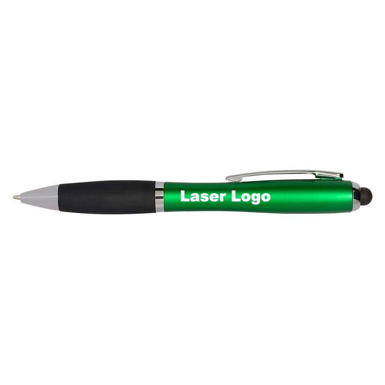 classic customized led laser logo light up pen 3 in 1 stylus pens with rubber grip laser engraved custom logo ballpoint pen