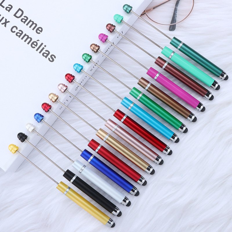 X1029-2 Wholesale Multi Function Plastic Stylus Beadable Pens DIY Decorative Beaded Pens Gift Ballpoint Pens School Supplies