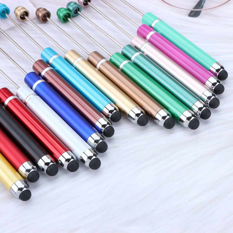 X1029-2 Wholesale Multi Function Plastic Stylus Beadable Pens DIY Decorative Beaded Pens Gift Ballpoint Pens School Supplies