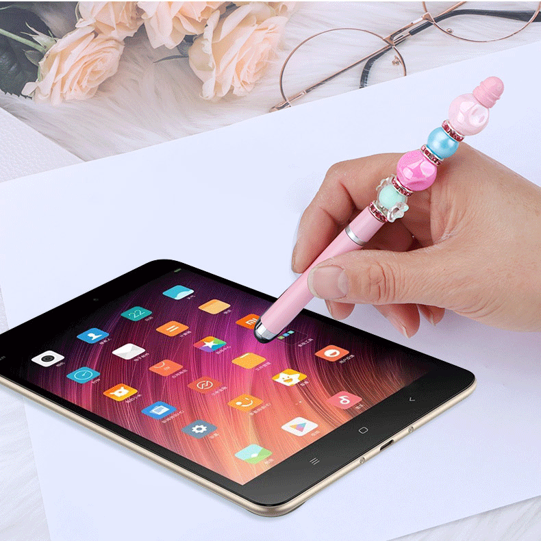 X1029-2 Wholesale Multi Function Plastic Stylus Beadable Pens DIY Decorative Beaded Pens Gift Ballpoint Pens School Supplies